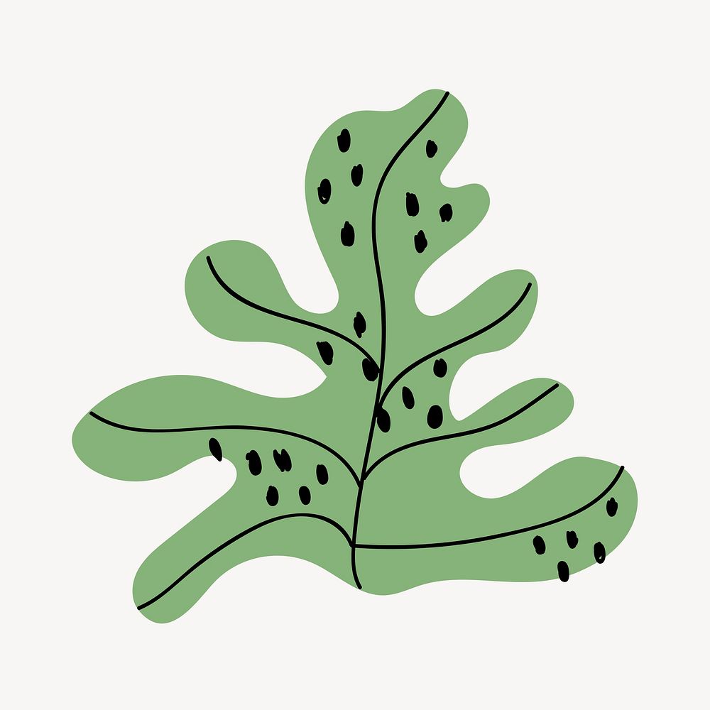 Aesthetic leaf sticker, botanical doodle Premium PSD rawpixel