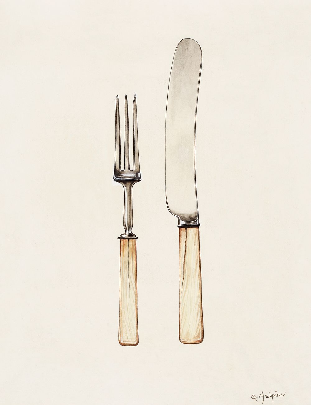 Knife and Fork (ca.1936) by Grace | Free Photo Illustration - rawpixel