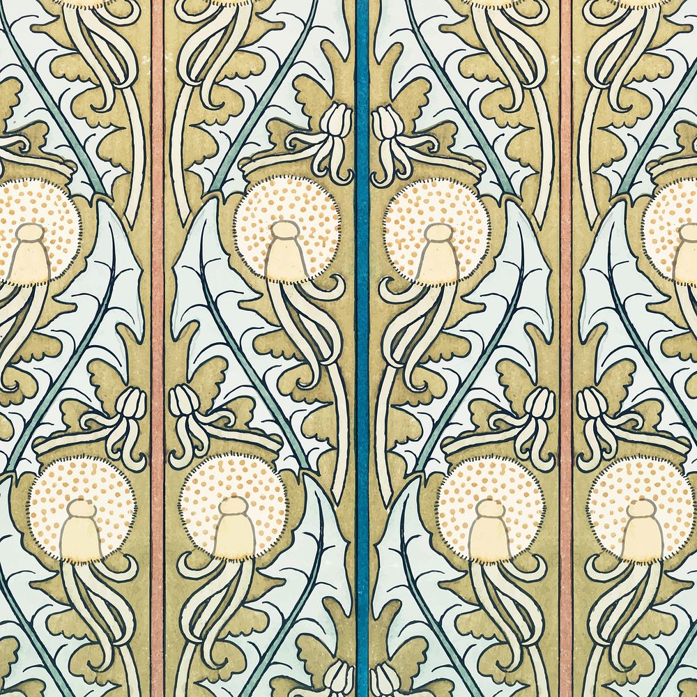 Art nouveau dandelion flower pattern | Premium Vector - rawpixel