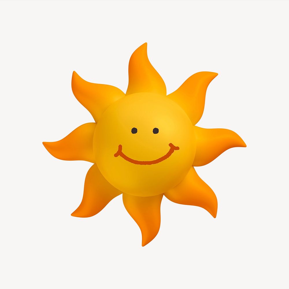 Smiling Sun 3d Sticker Emoticon Premium Psd Illustration Rawpixel