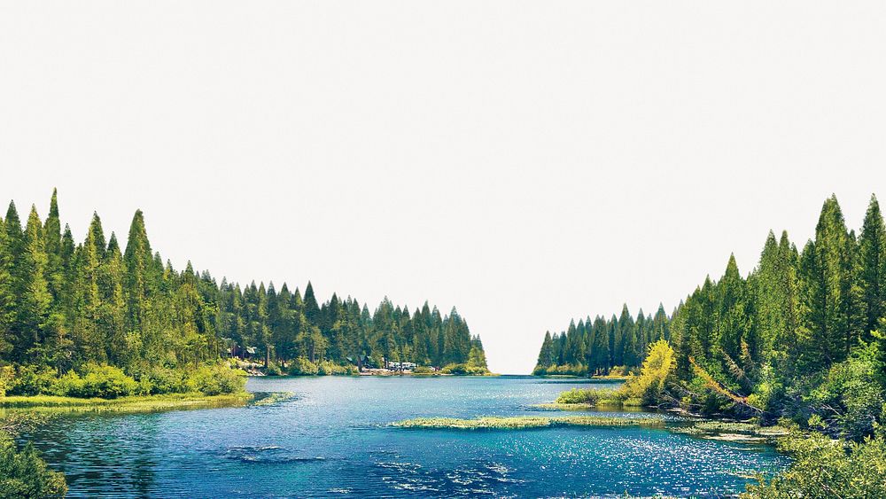 Lake landscape border collage element, | Free PSD - rawpixel