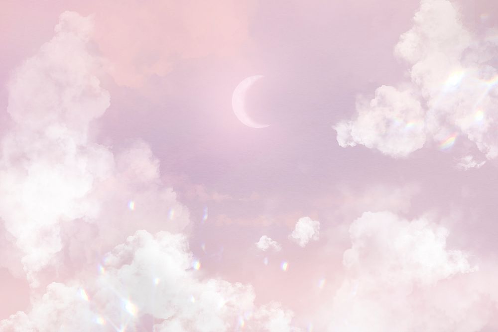 Pink Sky Background With Crescent 