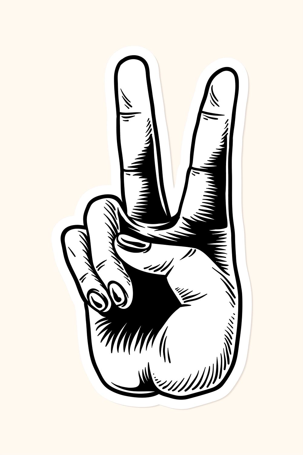 White hand peace sign sticker | Premium Vector - rawpixel