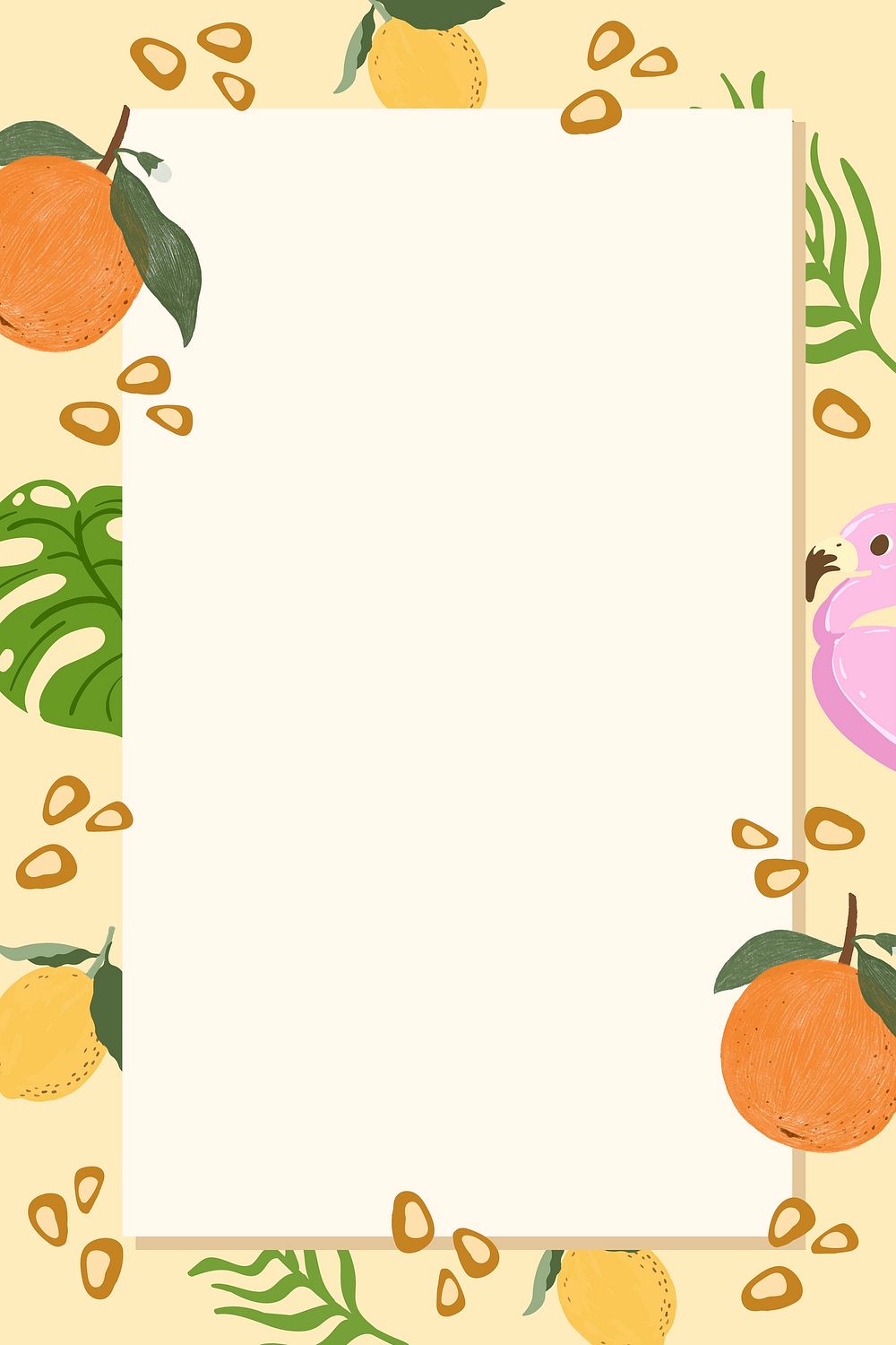 Tropical summer rectangle frame on a beige | Free Vector - rawpixel