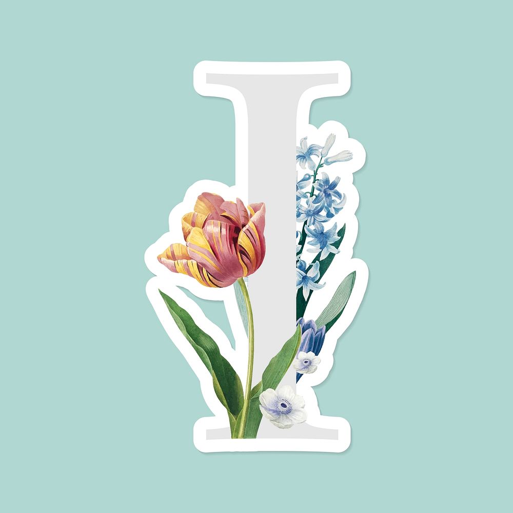 Flower Decorated Capital Letter I Premium Vector Rawpixel