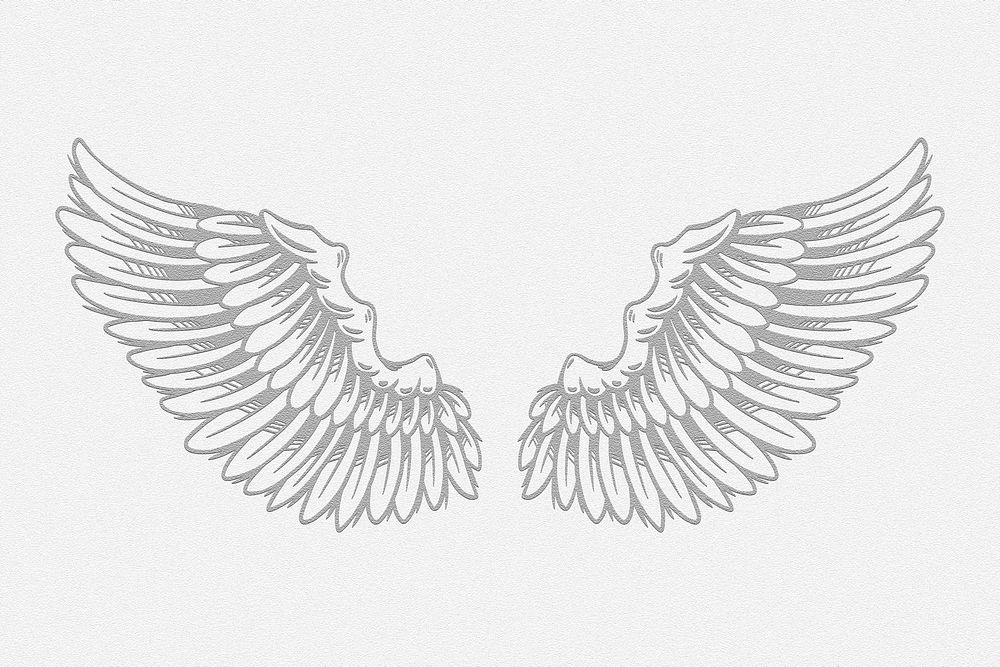 Gray wings outline sticker overlay | Free PSD Illustration - rawpixel