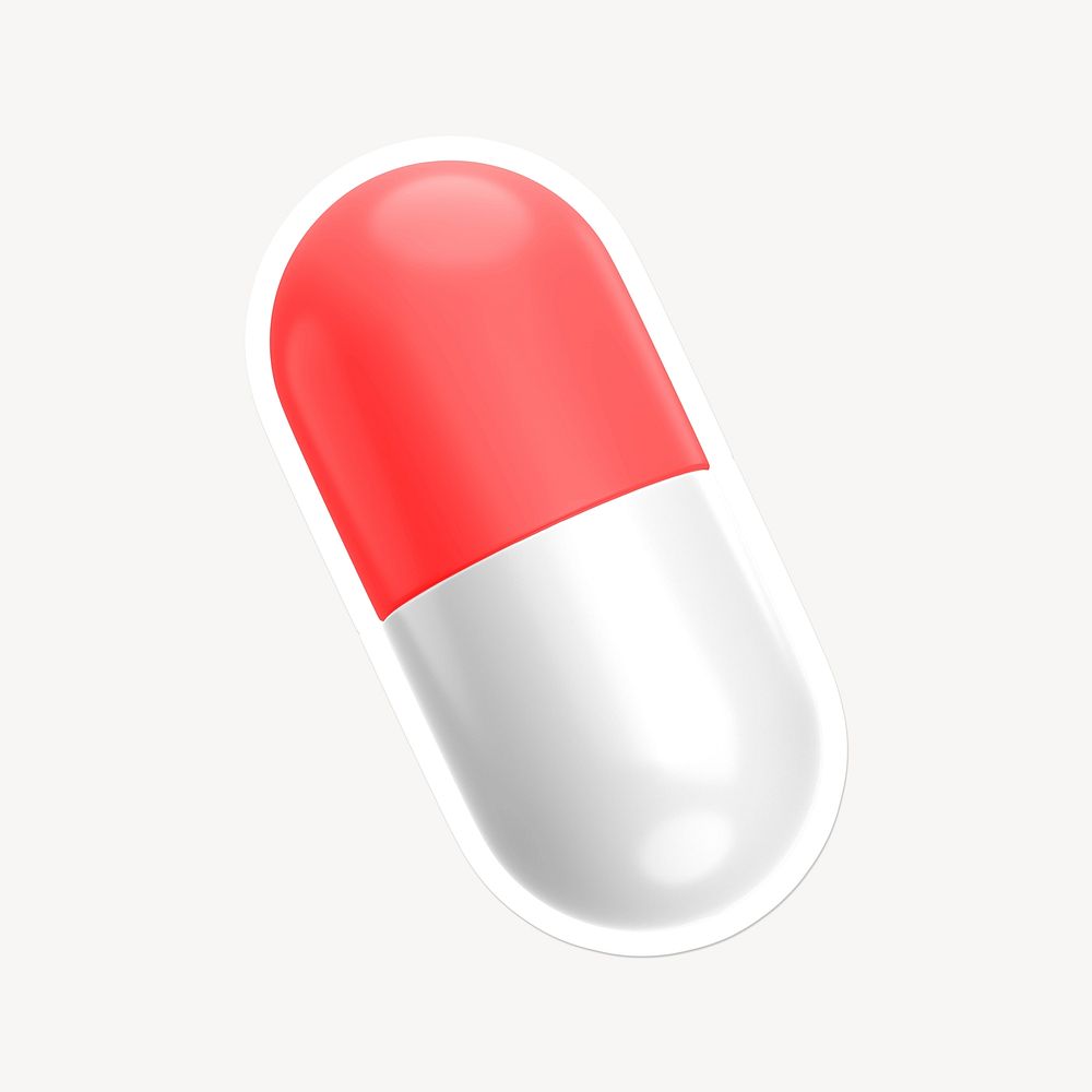 Capsule medicine, 3D white border Free Photo rawpixel