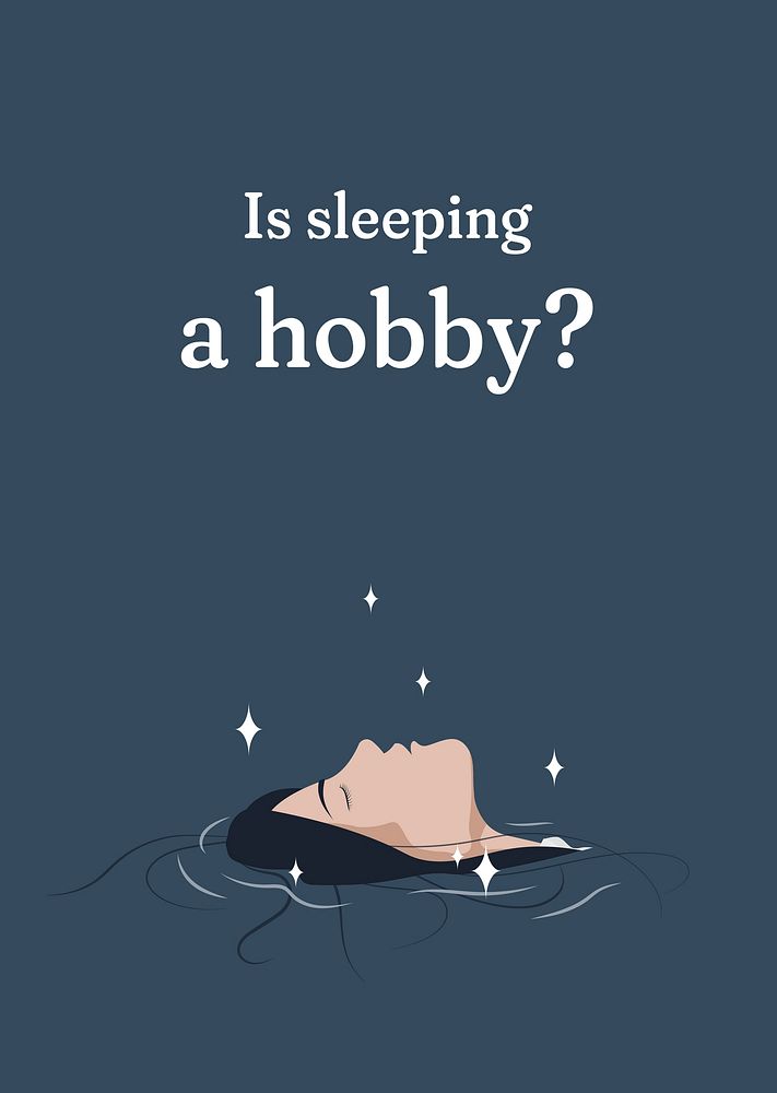 Sleeping hobby poster template, aesthetic Premium PSD Template rawpixel