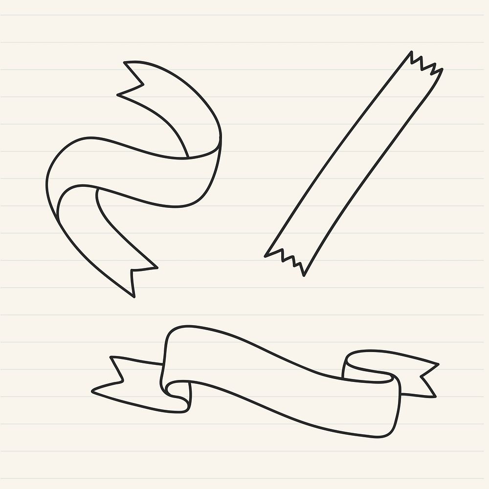 Hand drawn ribbon collection vector | Free Vector - rawpixel