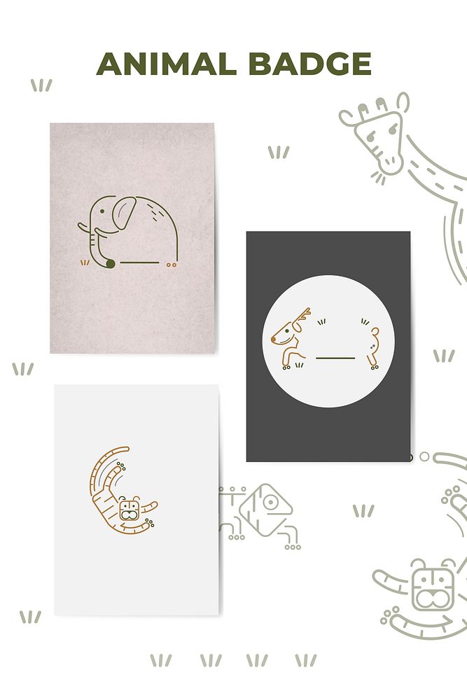 Animal badge design elements vector | Free Vector - rawpixel
