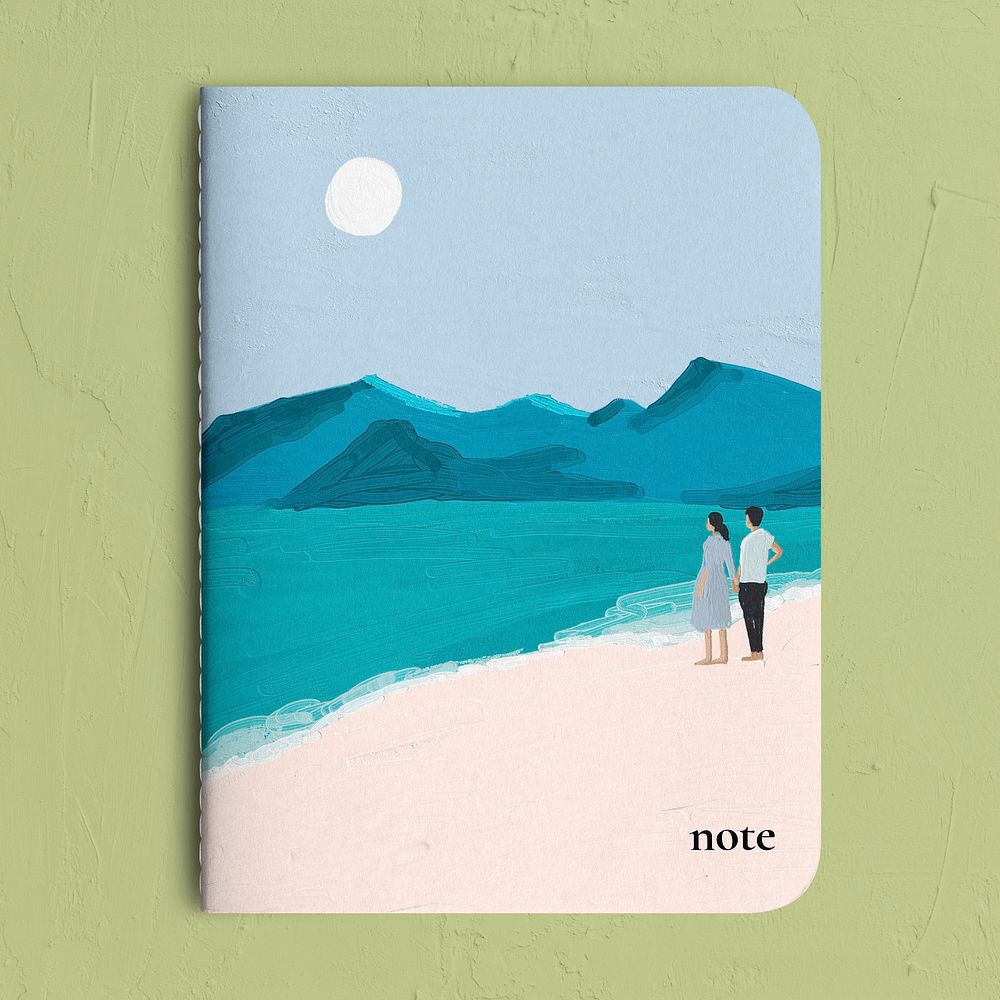 Journal cover mockup, seascape watercolor Premium PSD Mockup rawpixel