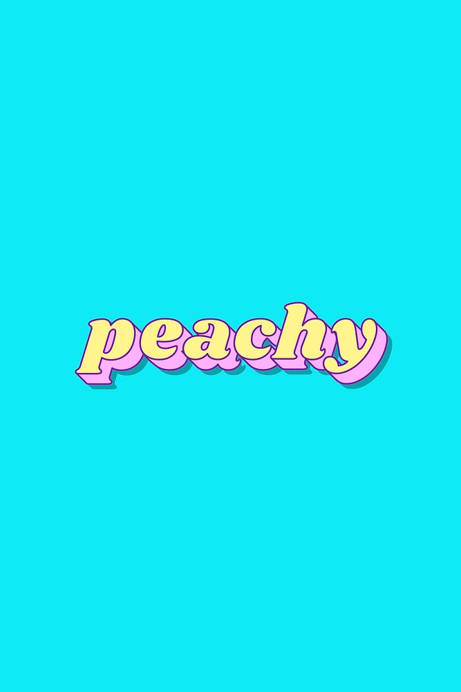 Peachy word funky typography vector | Free Vector - rawpixel