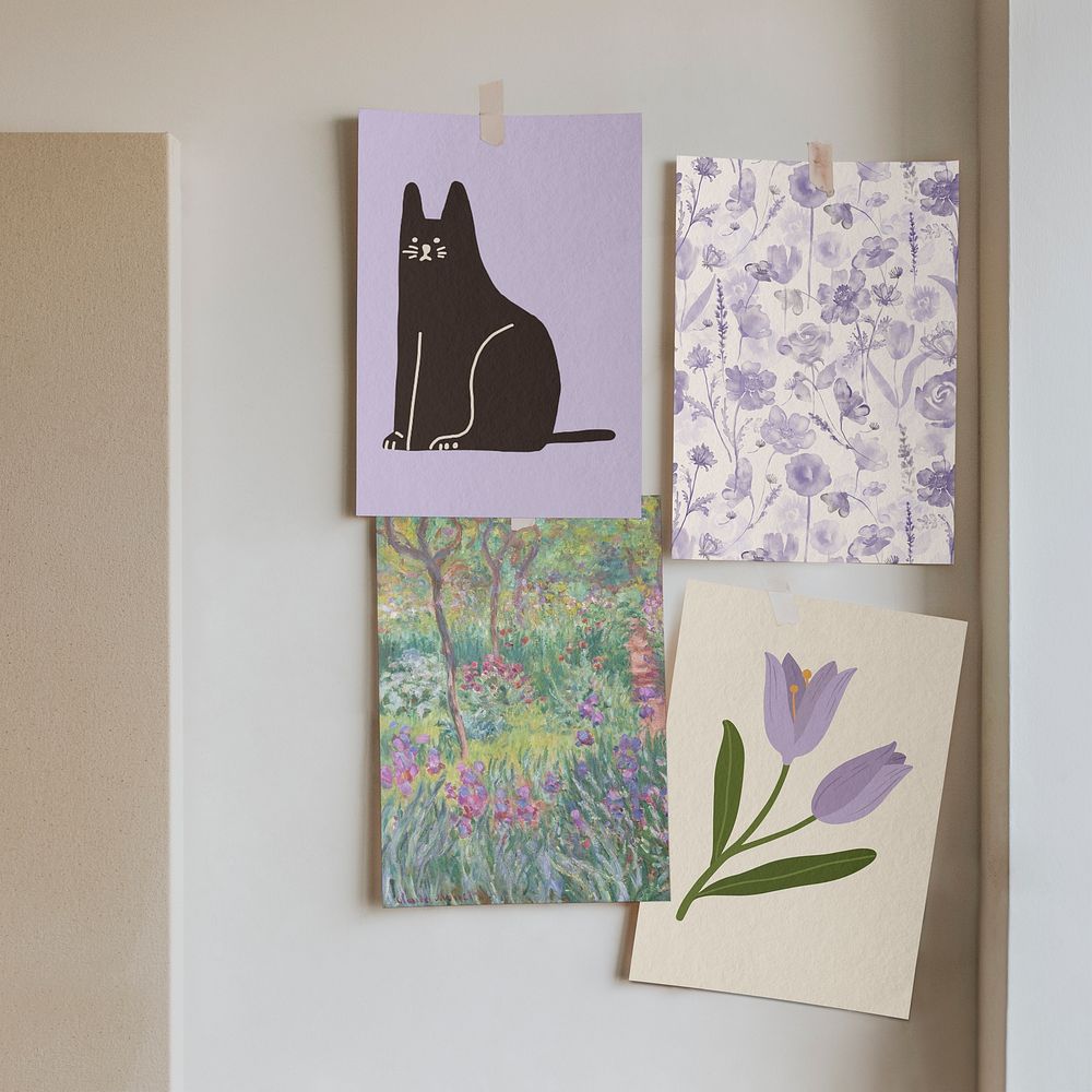 Purple aesthetic mood board, wall Premium Photo rawpixel