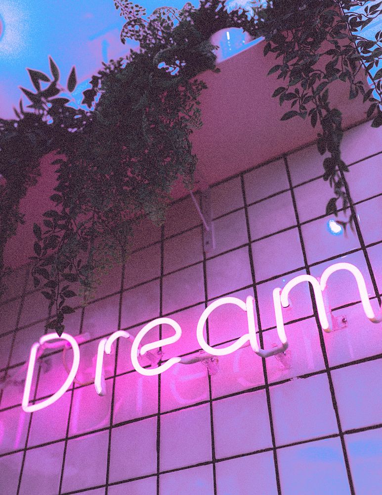 Neon dream sign background, pink | Free Photo - rawpixel