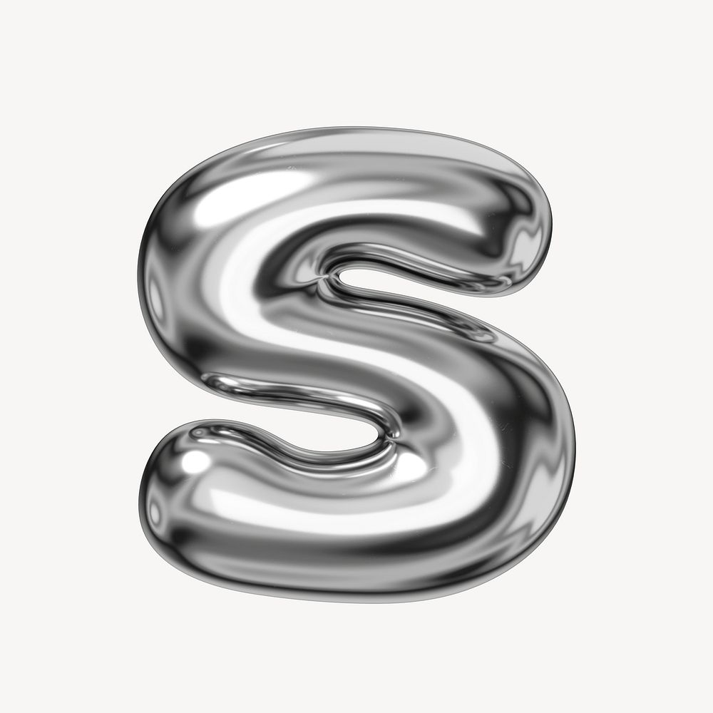 S alphabet, 3D chrome metallic | Premium PSD - rawpixel