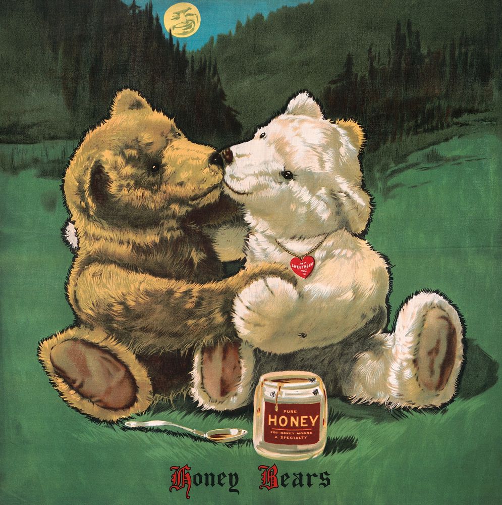 Aesthetic cute teddy bear print. Free