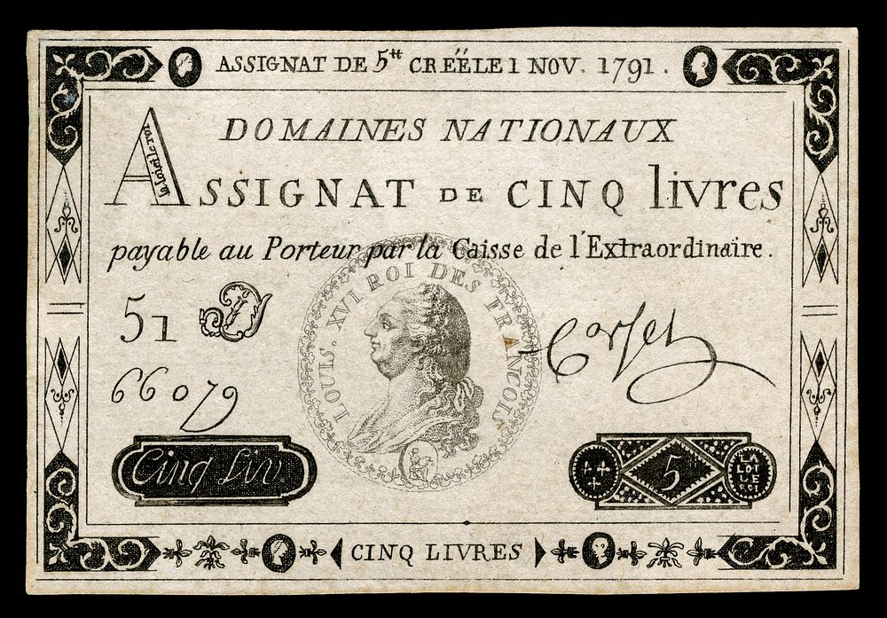Early French banknote issue by Domaines Free Photo rawpixel