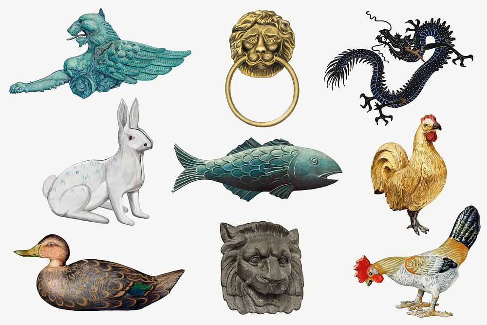 Vintage animal sculpture, home decor Premium PSD rawpixel