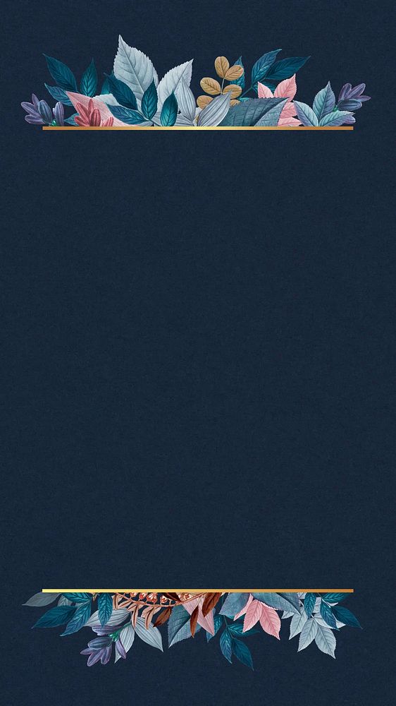 Flower border, blue iPhone wallpaper Free Photo rawpixel