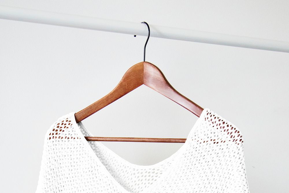 Knitted poncho mockup, wooden hanger | Premium PSD Mockup - rawpixel