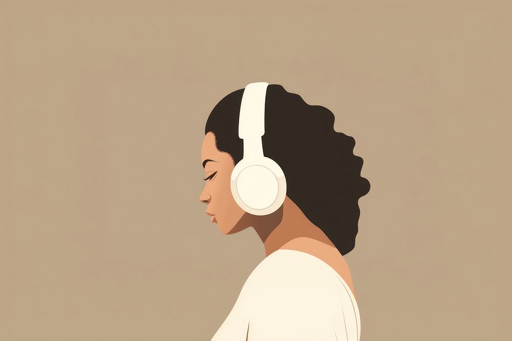 Woman wearing headphones portrait headset Free Photo Illustration rawpixel