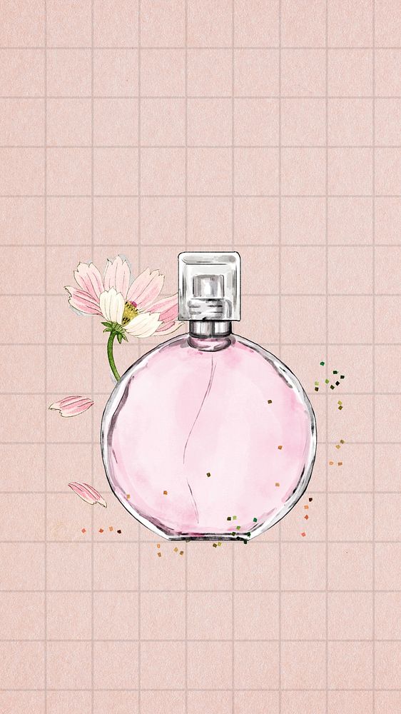 Floral perfume phone wallpaper, pink | Premium Photo Illustration