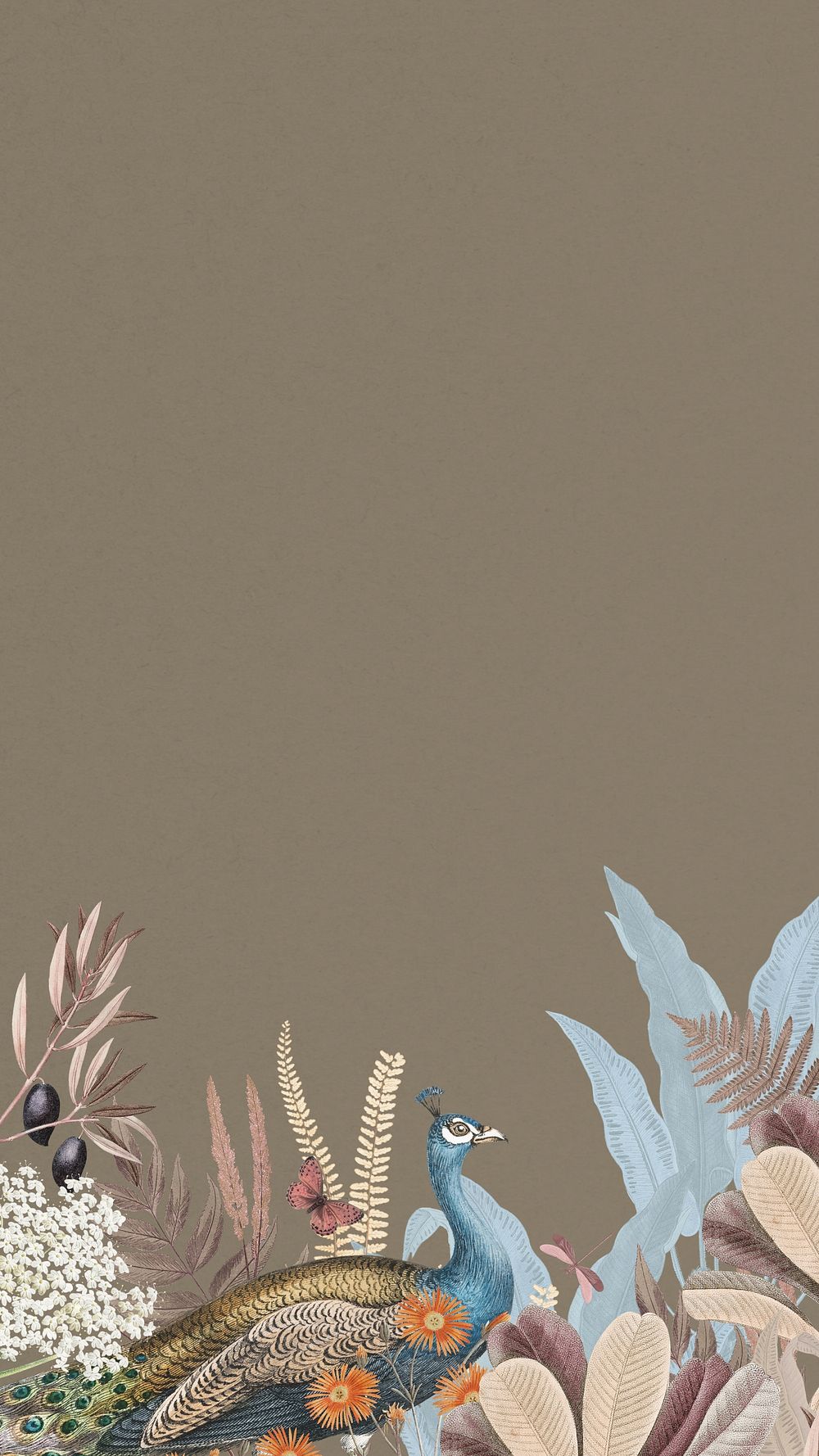 Brown vintage peacock phone wallpaper, | Premium Photo - rawpixel