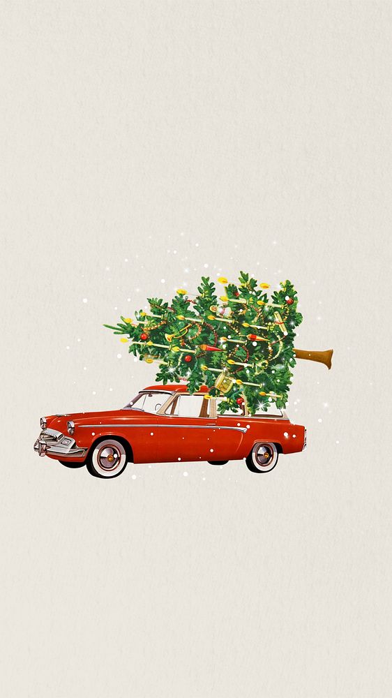 Christmas tree car iPhone wallpaper, | Premium Photo - rawpixel