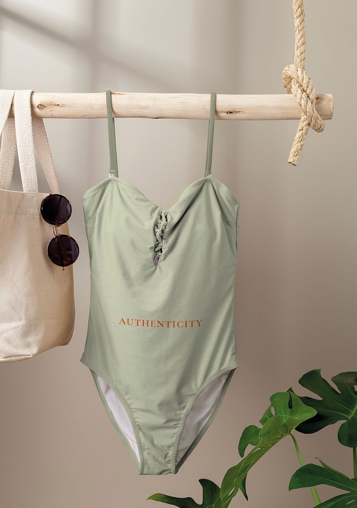 Green swimsuit, women’s swimwear fashion Free Photo rawpixel