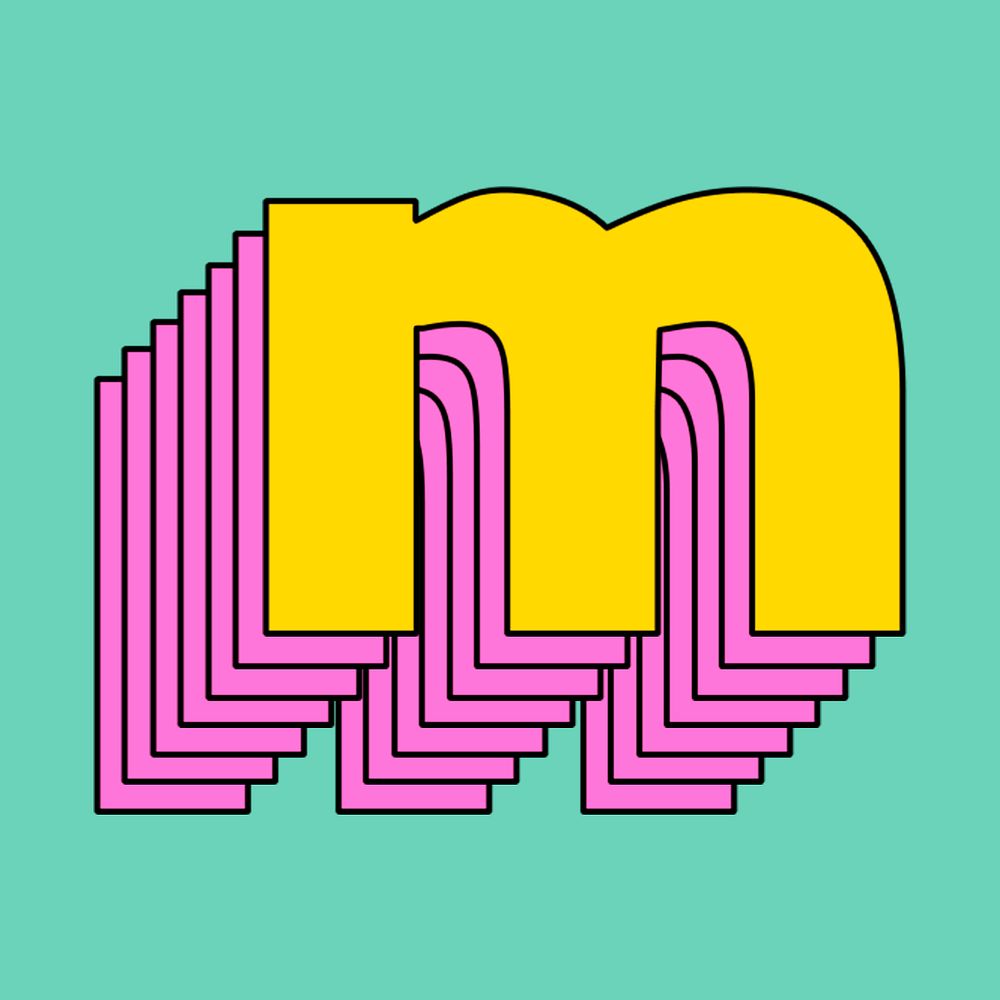 Layered psd letter m retro | Free PSD - rawpixel