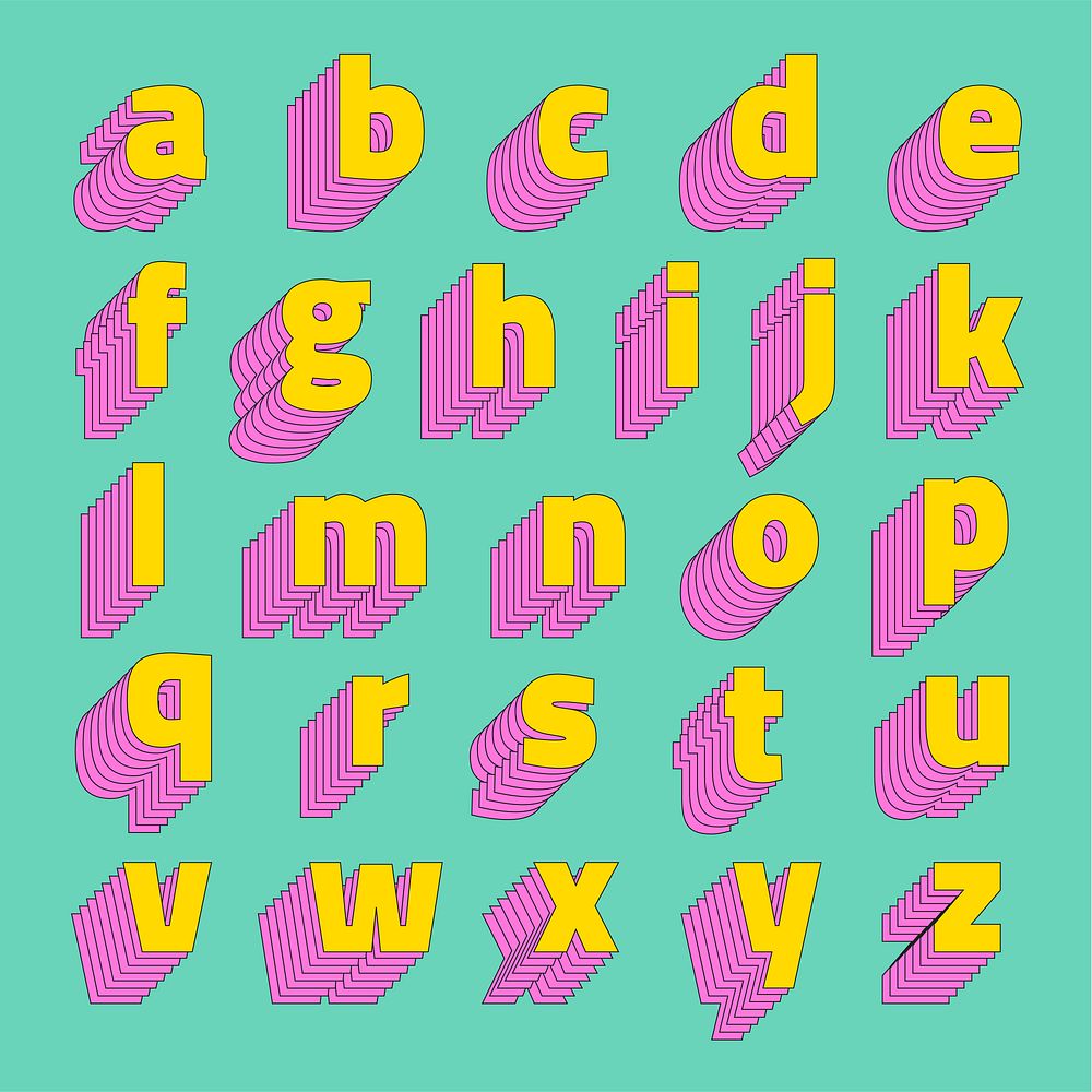 Alphabet set 3d vector stylized | Free Vector - rawpixel