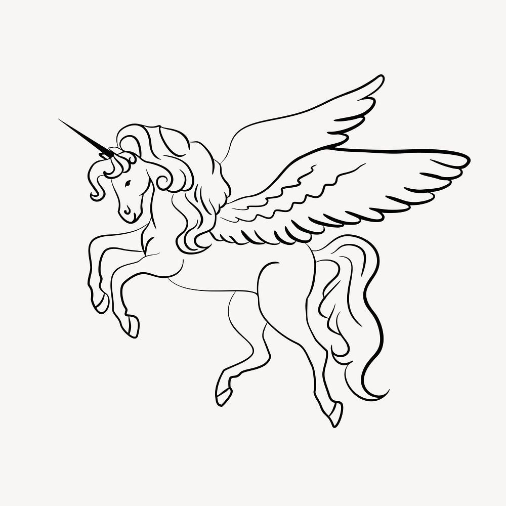 Winged Unicorn Clipart Creature Illustration Free Photo Rawpixel