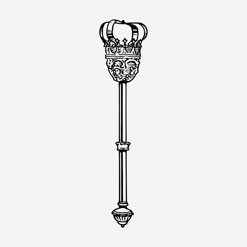 Scepter drawing, vintage medieval royal Free Photo rawpixel