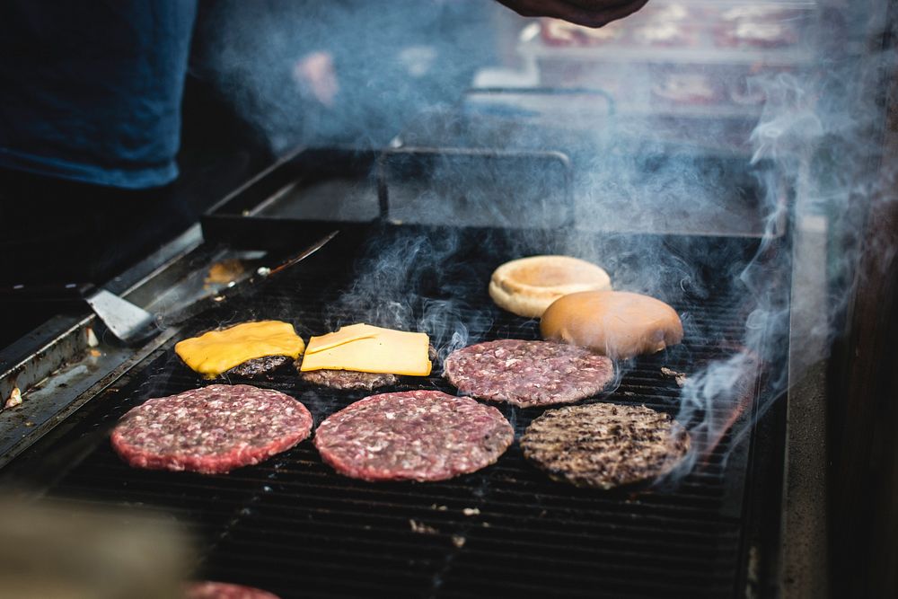 A beef burger bbq on a grill | Free Photo - rawpixel