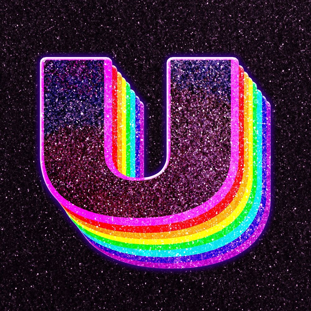 Letter u rainbow typography psd | Free PSD - rawpixel