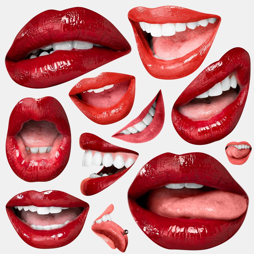 Sticker red lips expression psd | Premium PSD - rawpixel