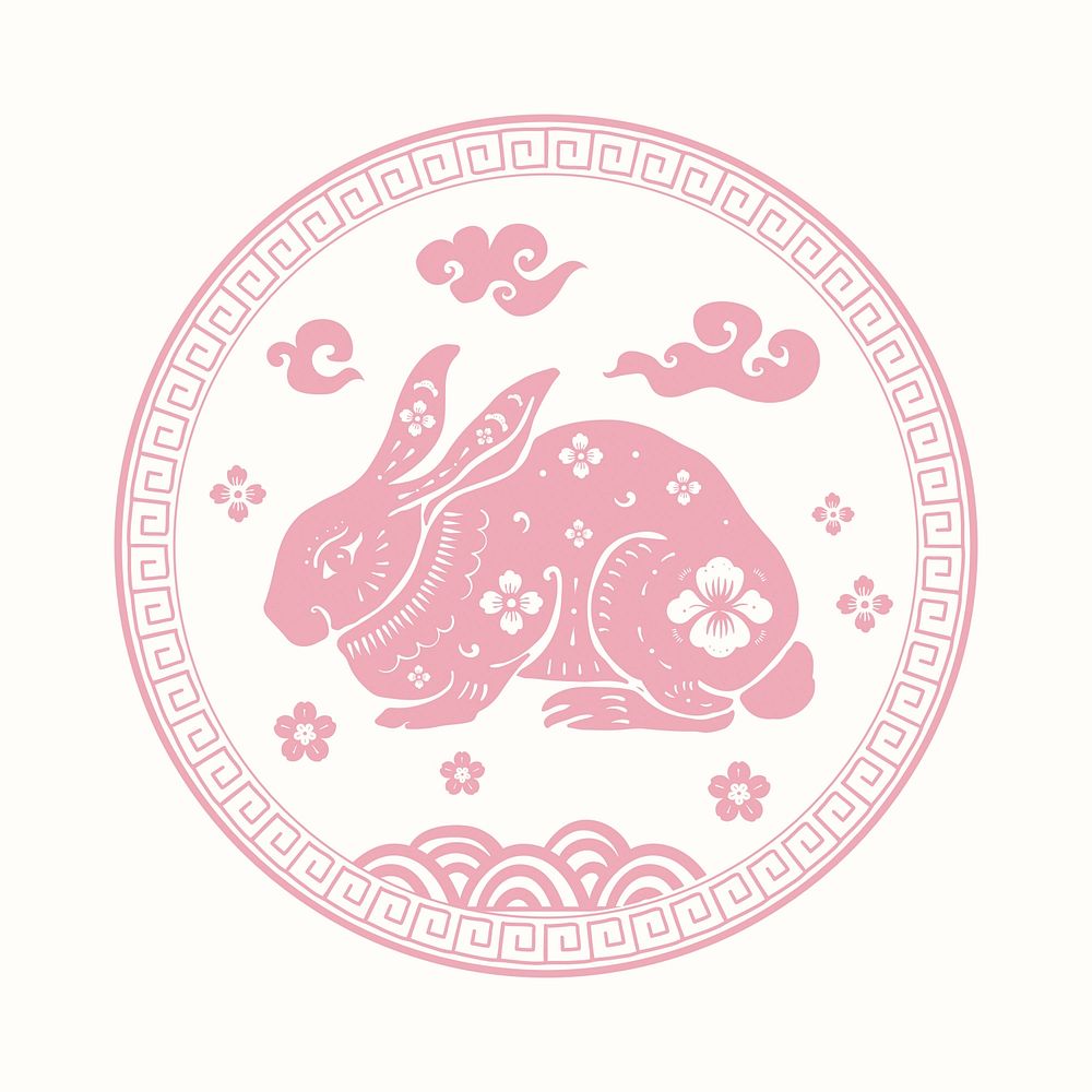 Year of rabbit badge pink | Free Photo - rawpixel
