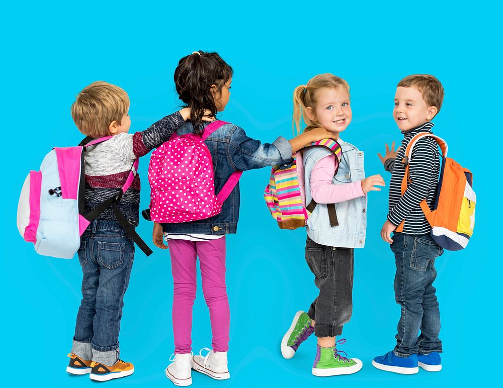 Little Children Carrying Backpack School Premium Photo rawpixel
