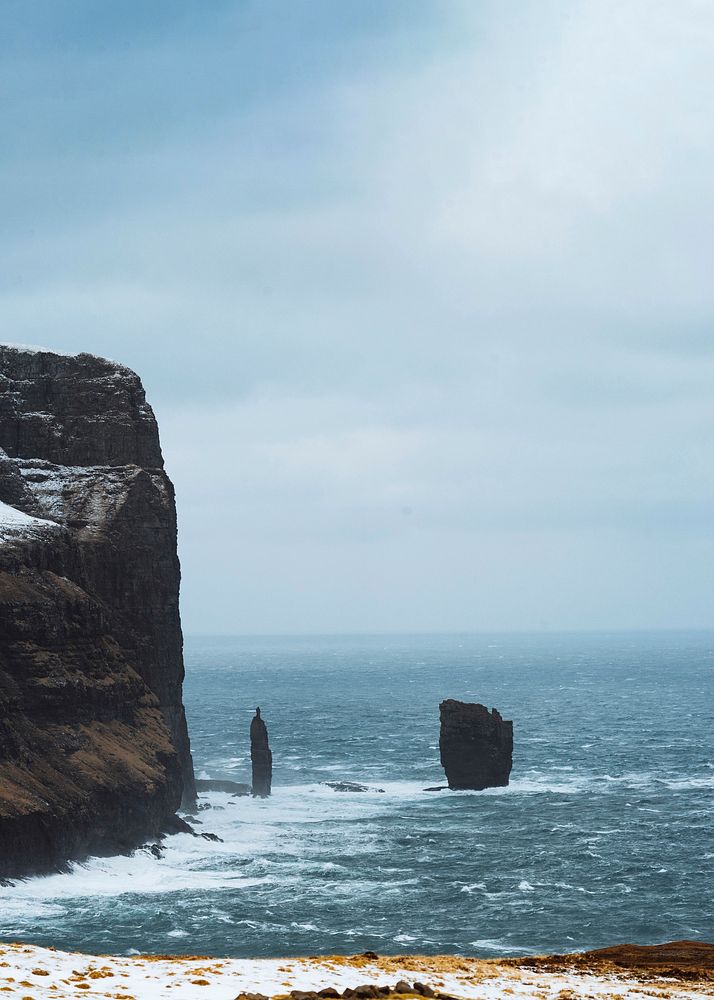 Risin og Kellingin, seas stacks | Free Photo - rawpixel