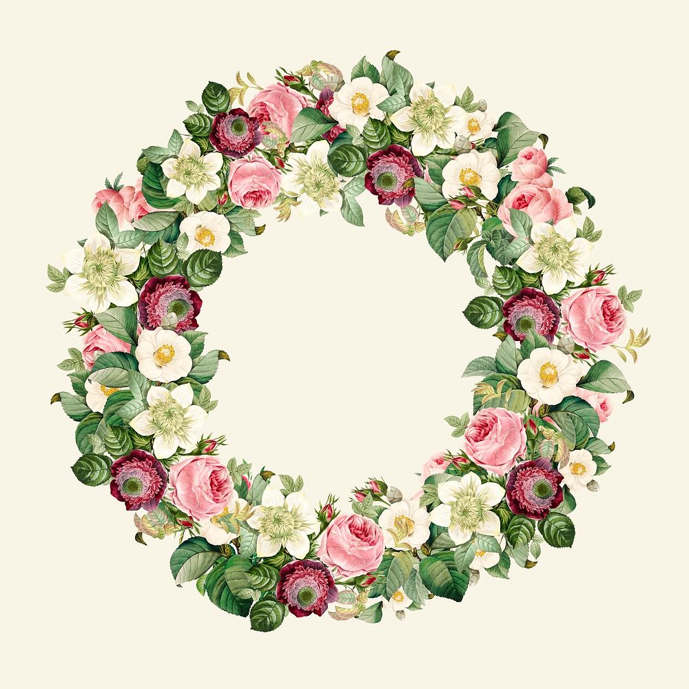 Wreath of beautiful blooming wildflowers | Premium PSD - rawpixel