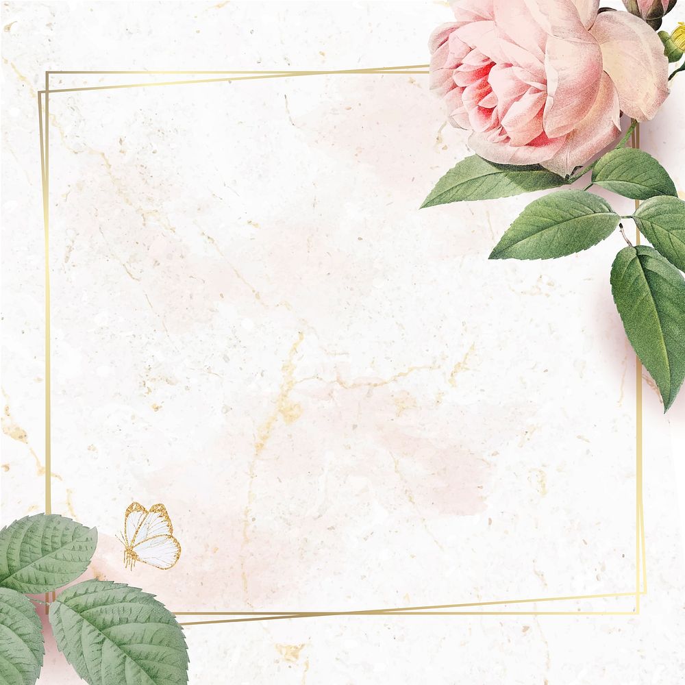 Floral square golden frame vector | Premium Vector - rawpixel