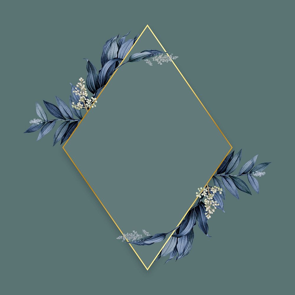 Gold rhombus frame decorated with blue | Premium PSD - rawpixel