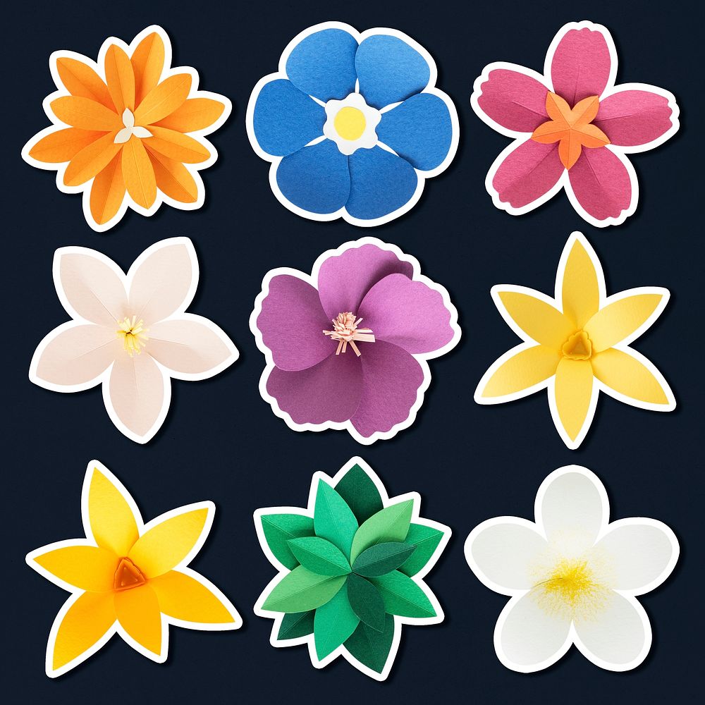 Tropical paper flower sticker psd | Premium PSD - rawpixel