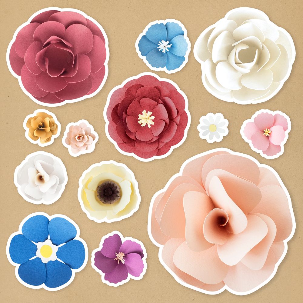 Tropical paper flower sticker psd | Premium PSD - rawpixel