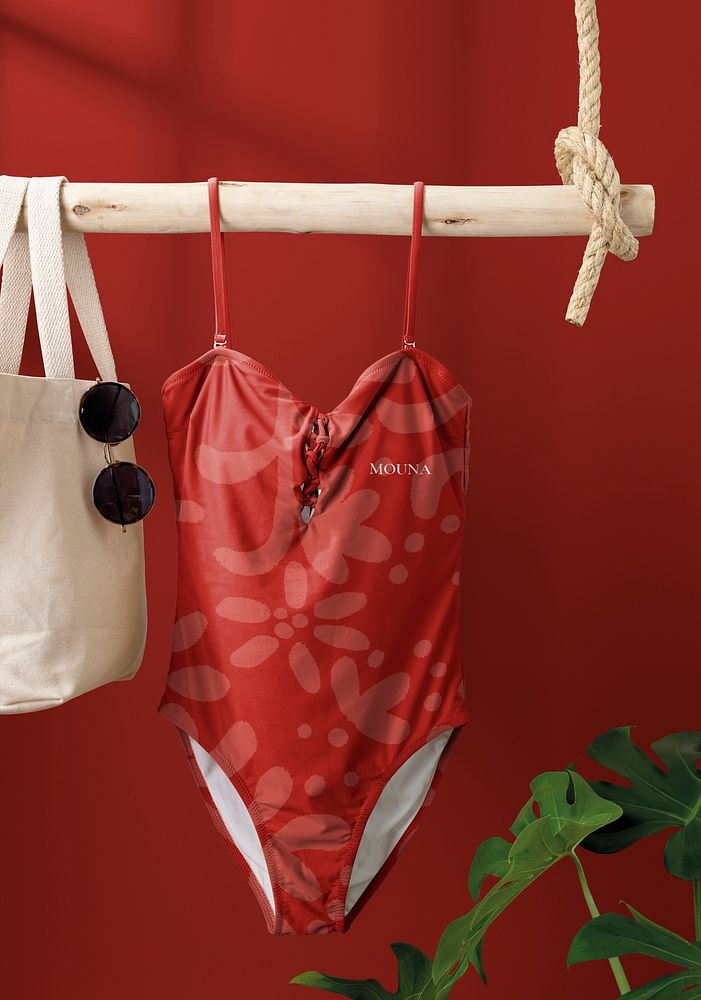 Swimsuit mockup, floral patterned swimwear, | Premium PSD Mockup - rawpixel