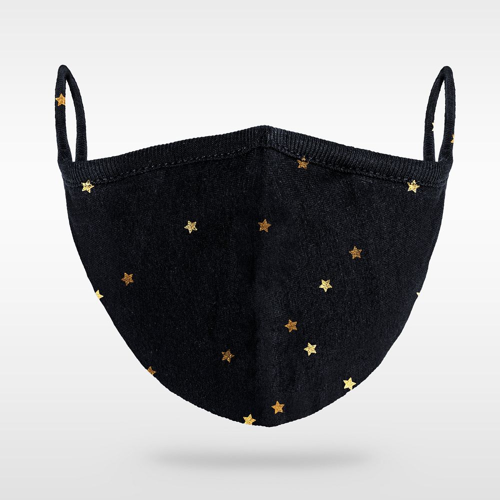 Black mask with star glitter Premium PSD Mockup rawpixel