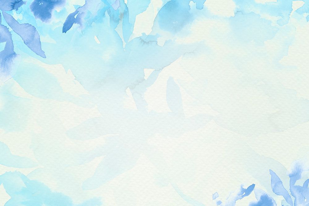 Blue watercolor leaf background aesthetic | Free Photo - rawpixel