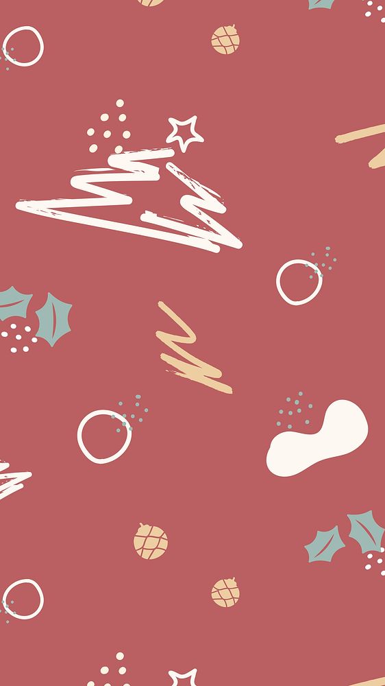 Red Christmas pattern phone wallpaper, Free Photo rawpixel