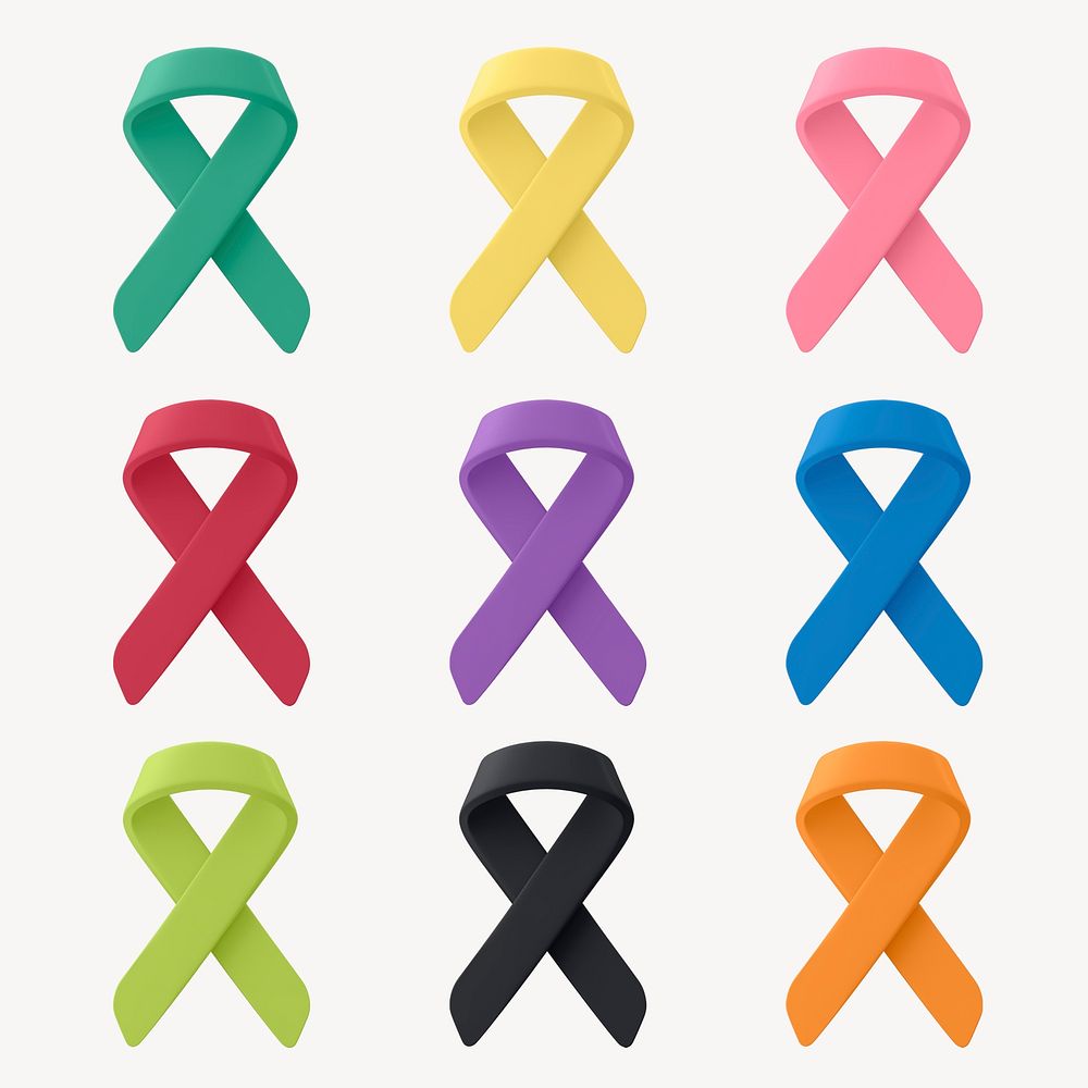 Cancer awareness ribbons clipart, 3D | Premium PSD - rawpixel