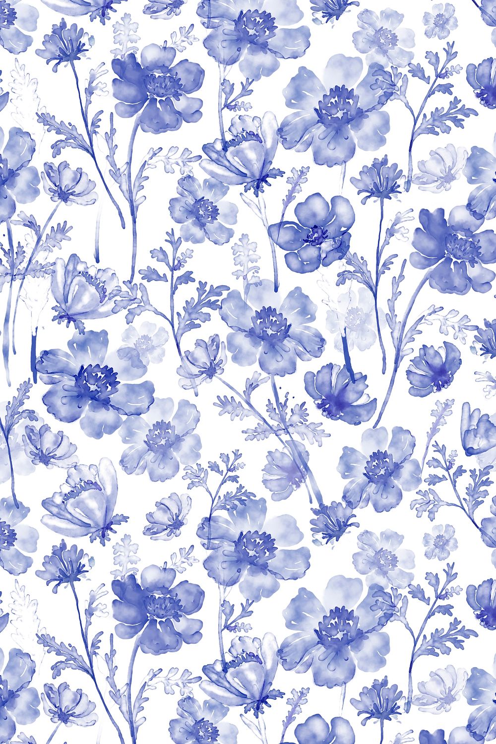 Floral background, aesthetic watercolor blue | Free Photo Illustration ...